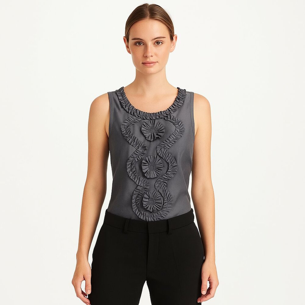 J. Crew Blue Floral Embroidered Sleeveless Blouse NWOT Gift School Office